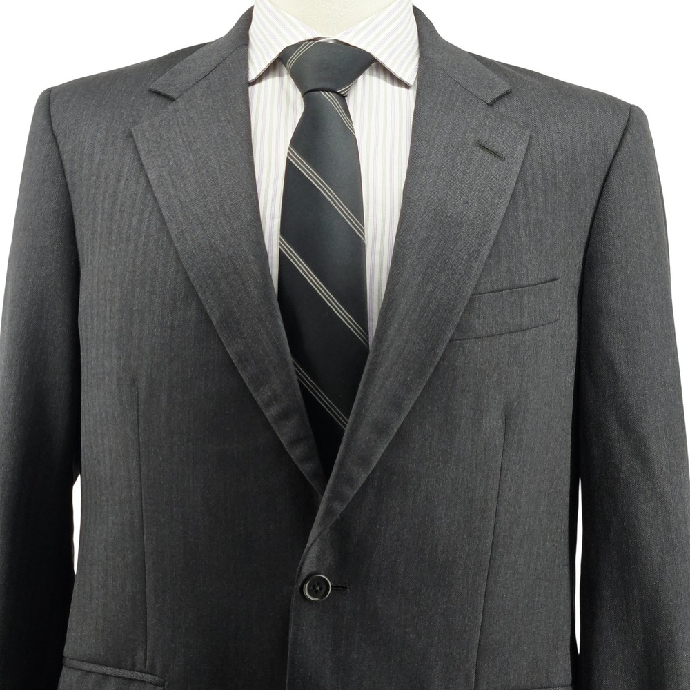 Brooks Brothers Suit Jacket Mens 39R Gray Herringbone‎ Wool Single-Breasted USA